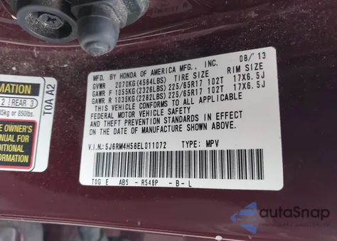 2014 Honda Cr-V Ex from USA, damaged, VIN 5J6RM4H58EL011072